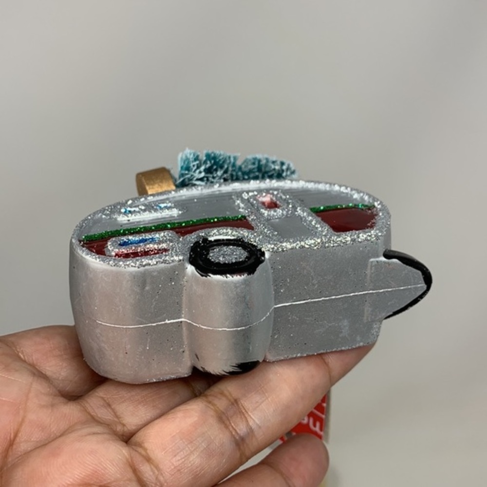 RV trailer w tree Christmas tree ornament holiday decoration retro style new - Picture 10 of 14